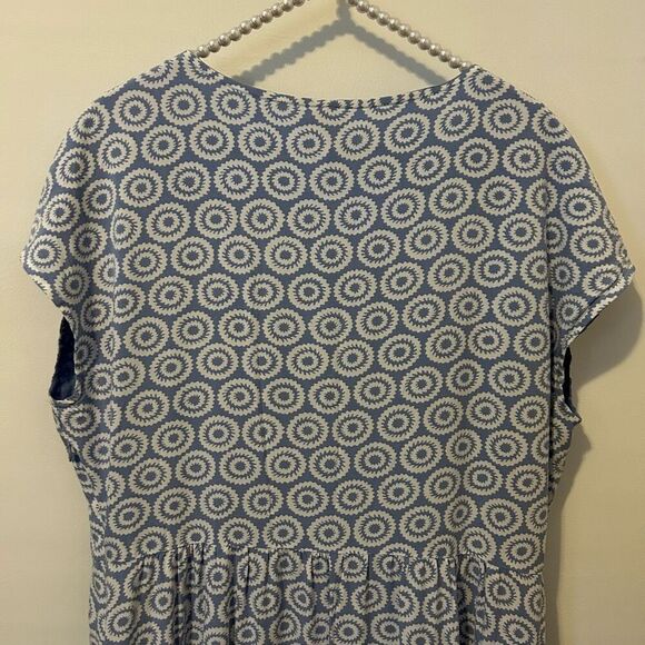 Gap Maxi Dress 18 plus Womens blue white Geometric Faux Wrap Boho beachy peasant - Picture 13 of 15